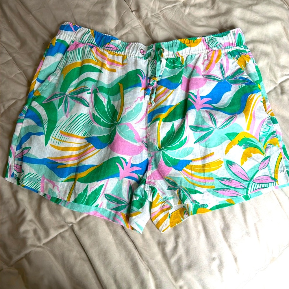 C&C California 100% Linen Tropical Printed Shorts size L